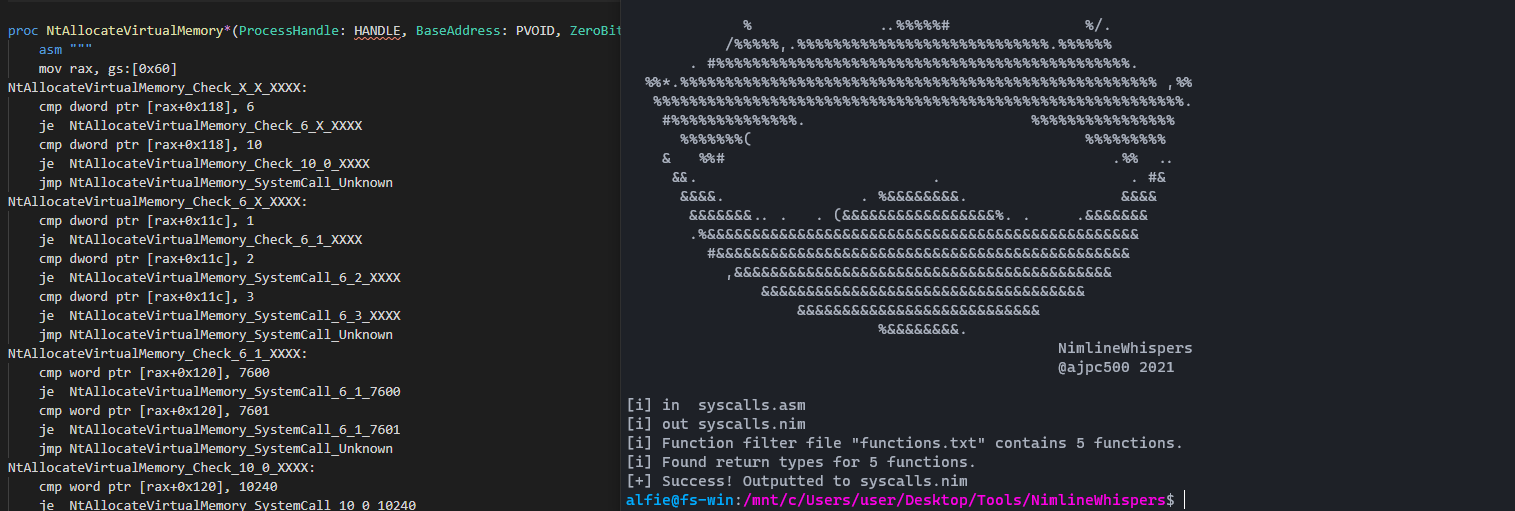 Shellcode Injection using Nim and Syscalls ajpc500